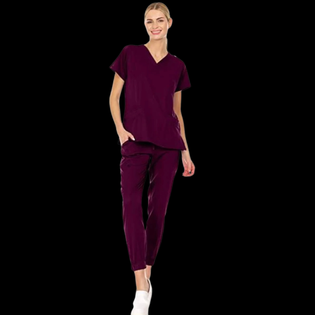 Burgundy Jogger Scrub Set